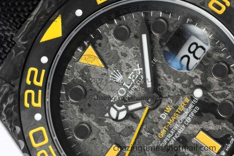 GMT DIW Carbon V6F 1:1 Best Edition Black Yellow Black Dial on Black Nylon Strap VR3186 CHS Practical 4765