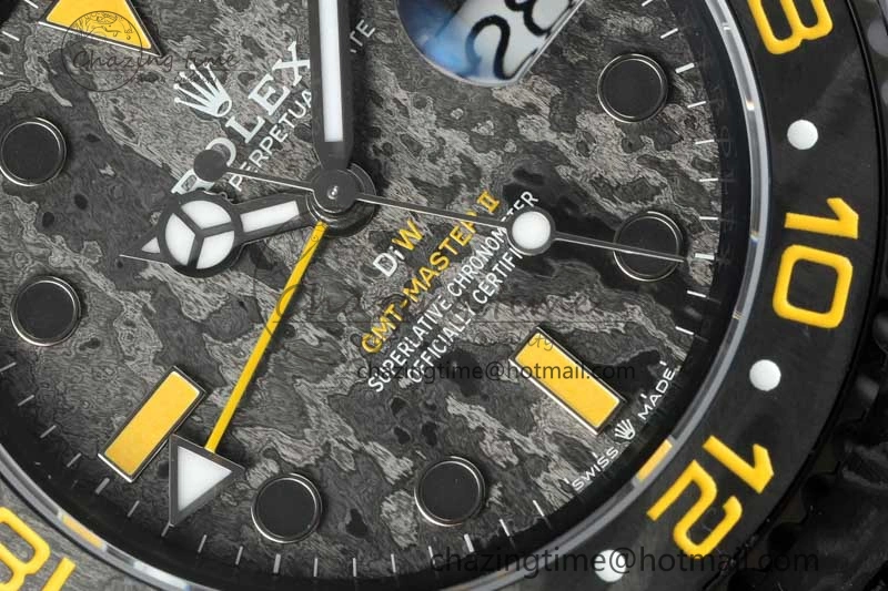 GMT DIW Carbon V6F 1:1 Best Edition Black Yellow Black Dial on Black Nylon Strap VR3186 CHS Practical 4765