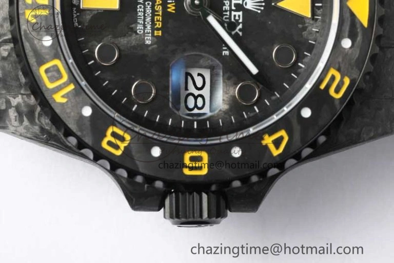 GMT DIW Carbon V6F 1:1 Best Edition Black Yellow Black Dial on Black Nylon Strap VR3186 CHS Practical 4765