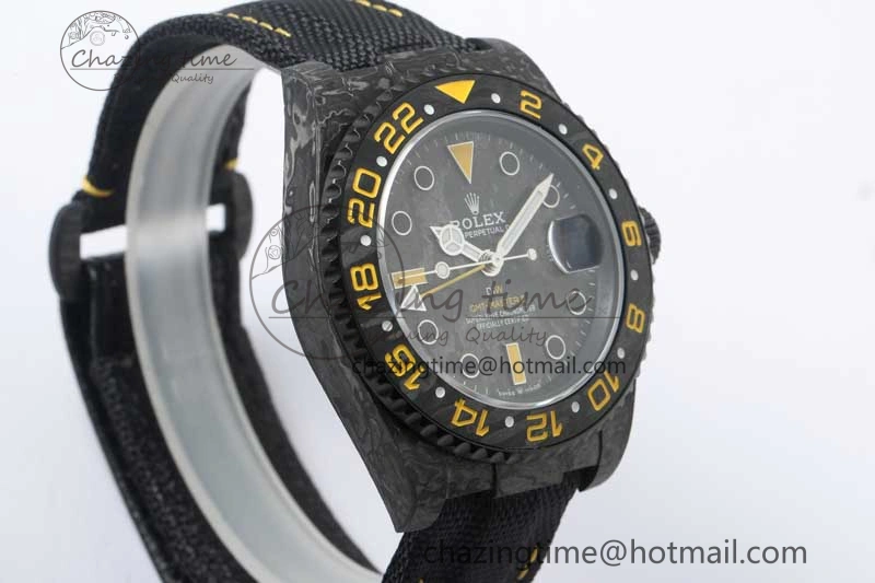 GMT DIW Carbon V6F 1:1 Best Edition Black Yellow Black Dial on Black Nylon Strap VR3186 CHS Practical 4765