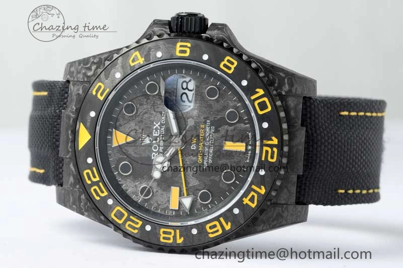 GMT DIW Carbon V6F 1:1 Best Edition Black Yellow Black Dial on Black Nylon Strap VR3186 CHS Practical 4765