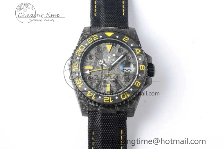 GMT DIW Carbon V6F 1:1 Best Edition Black Yellow Black Dial on Black Nylon Strap VR3186 CHS Practical 4765