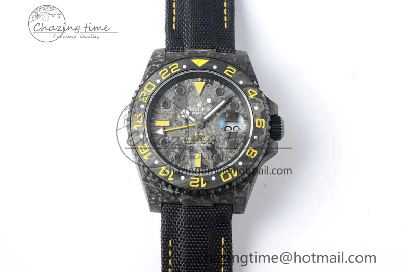 GMT DIW Carbon V6F 1:1 Best Edition Black Yellow Black Dial on Black Nylon Strap VR3186 CHS Practical 4765