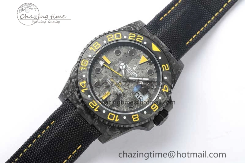 GMT DIW Carbon V6F 1:1 Best Edition Black Yellow Black Dial on Black Nylon Strap VR3186 CHS Practical 4765