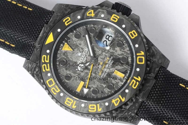 GMT DIW Carbon V6F 1:1 Best Edition Black Yellow Black Dial on Black Nylon Strap VR3186 CHS Practical 4765