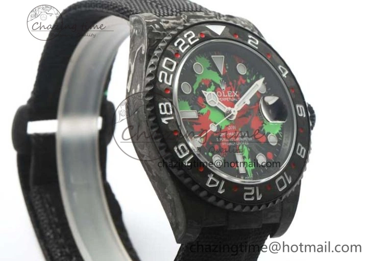 GMT DIW Carbon V6F 1:1 Best Edition Green Red Dial on Black Nylon Strap VR3186 CHS DailyWear 4767