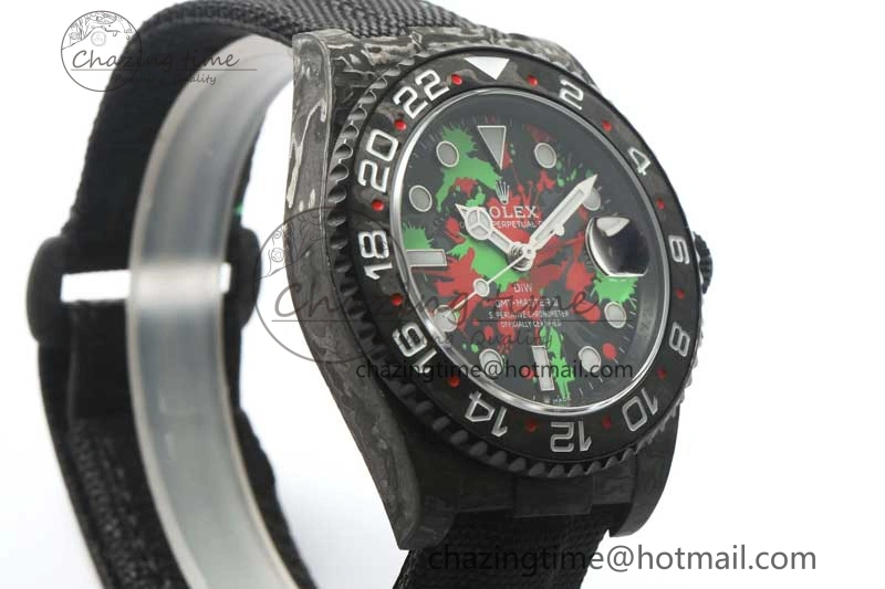 GMT DIW Carbon V6F 1:1 Best Edition Green Red Dial on Black Nylon Strap VR3186 CHS DailyWear 4767