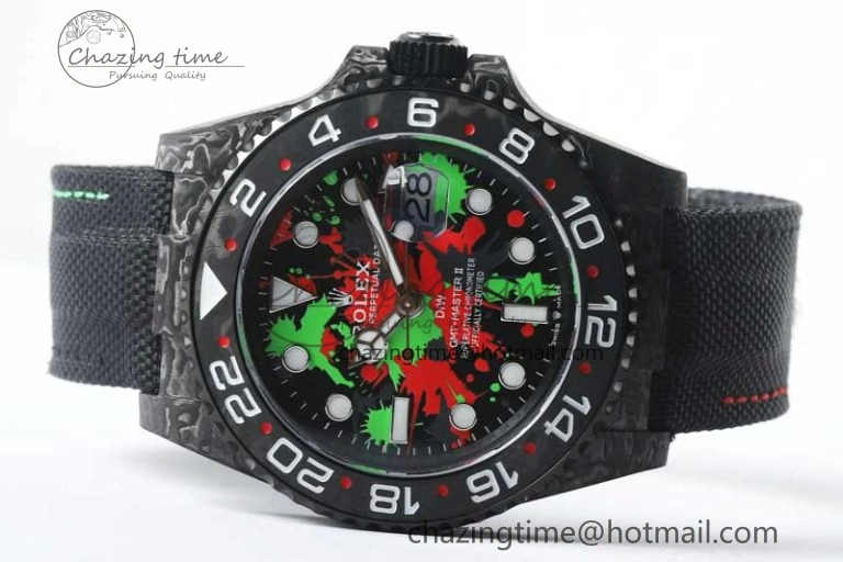 GMT DIW Carbon V6F 1:1 Best Edition Green Red Dial on Black Nylon Strap VR3186 CHS DailyWear 4767