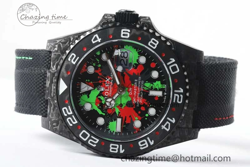 GMT DIW Carbon V6F 1:1 Best Edition Green Red Dial on Black Nylon Strap VR3186 CHS DailyWear 4767