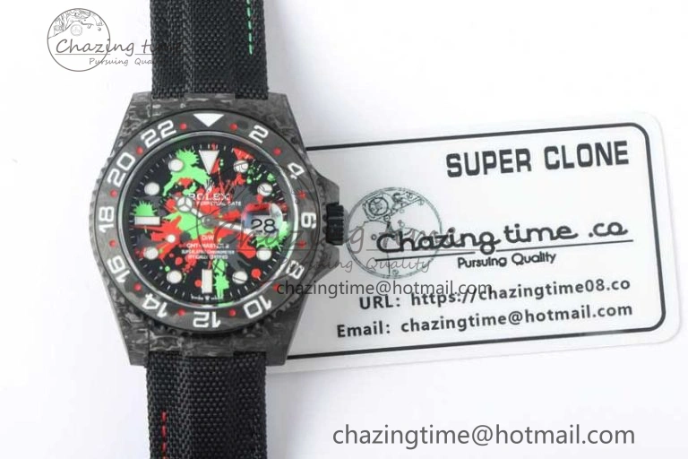 GMT DIW Carbon V6F 1:1 Best Edition Green Red Dial on Black Nylon Strap VR3186 CHS DailyWear 4767