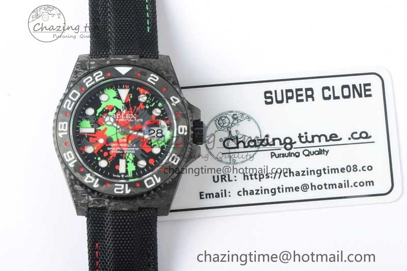 GMT DIW Carbon V6F 1:1 Best Edition Green Red Dial on Black Nylon Strap VR3186 CHS DailyWear 4767