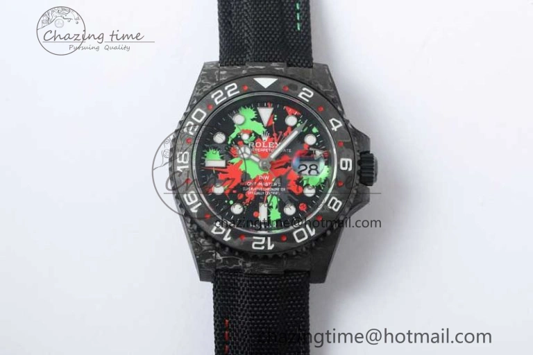 GMT DIW Carbon V6F 1:1 Best Edition Green Red Dial on Black Nylon Strap VR3186 CHS DailyWear 4767