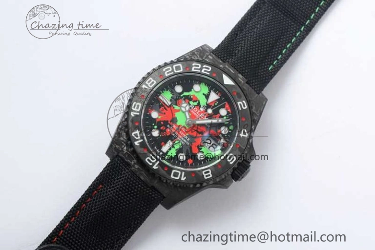 GMT DIW Carbon V6F 1:1 Best Edition Green Red Dial on Black Nylon Strap VR3186 CHS DailyWear 4767