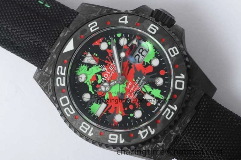 GMT DIW Carbon V6F 1:1 Best Edition Green Red Dial on Black Nylon Strap VR3186 CHS DailyWear 4767