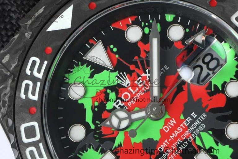 GMT DIW Carbon V6F 1:1 Best Edition Green Red Dial on Black Nylon Strap VR3186 CHS DailyWear 4767