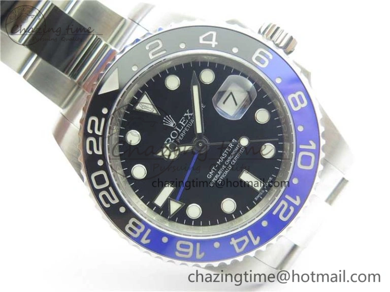 GMT-Master II 116710 BLNR Black Blue Ceramic 904L Steel 1:1 Noob Best Edition A3186 V10 (Correct Hand Stack) Modern 3216