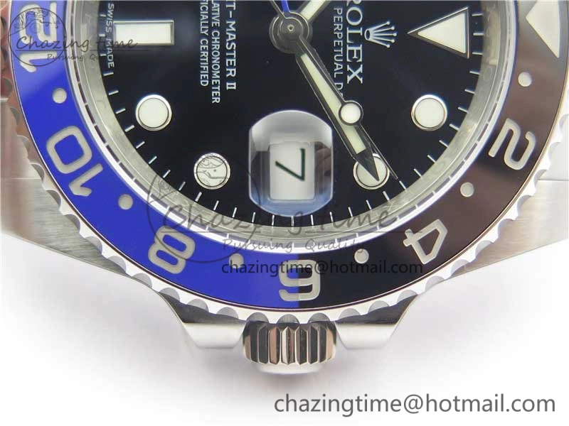 GMT-Master II 116710 BLNR Black Blue Ceramic 904L Steel 1:1 Noob Best Edition A3186 V10 (Correct Hand Stack) Modern 3216