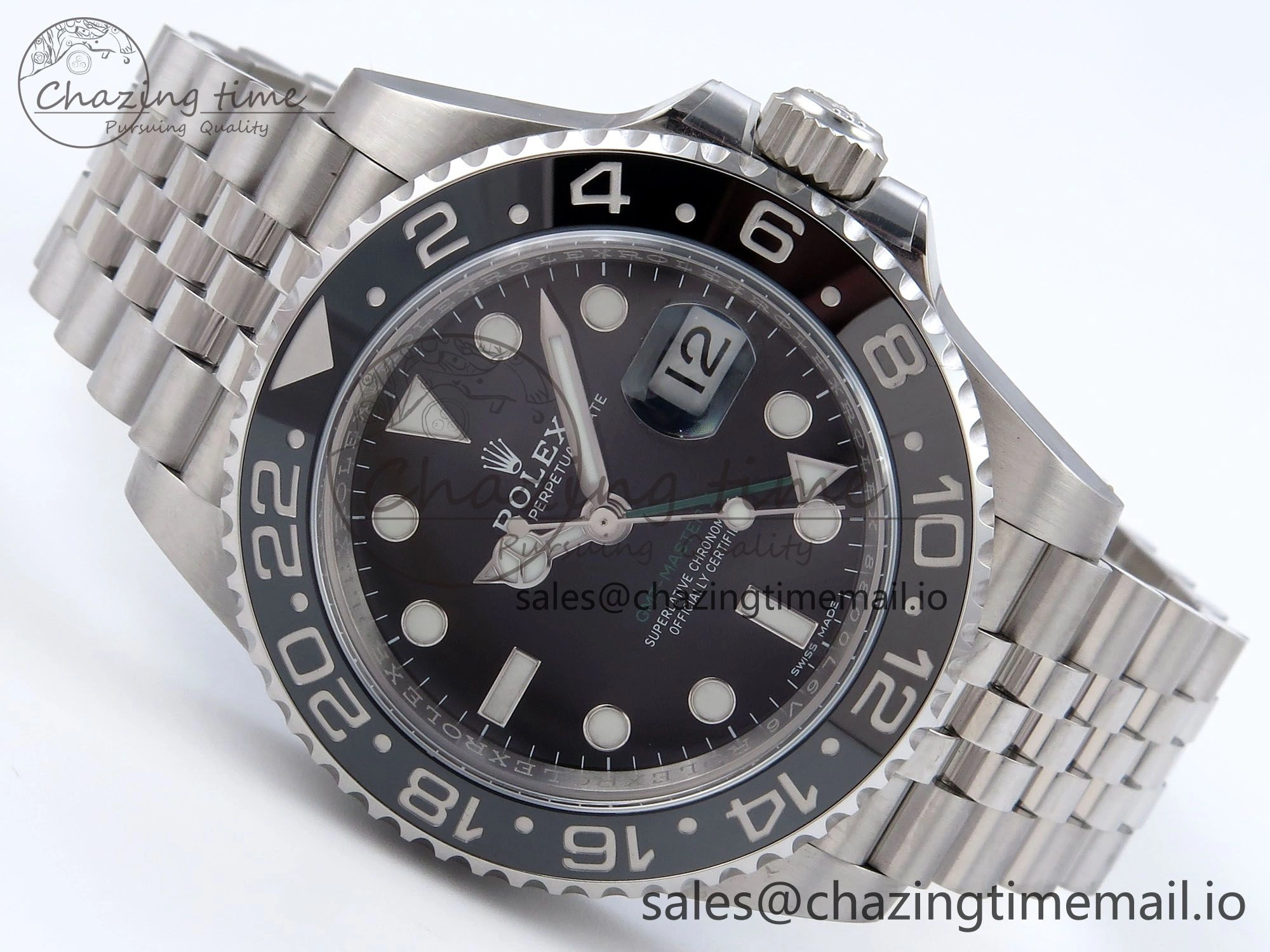Stretchable GMT Master II 116710 GRNR QF+ 1:1 Best Edition 904L Steel Black Dial on SS Bracelet SH 859