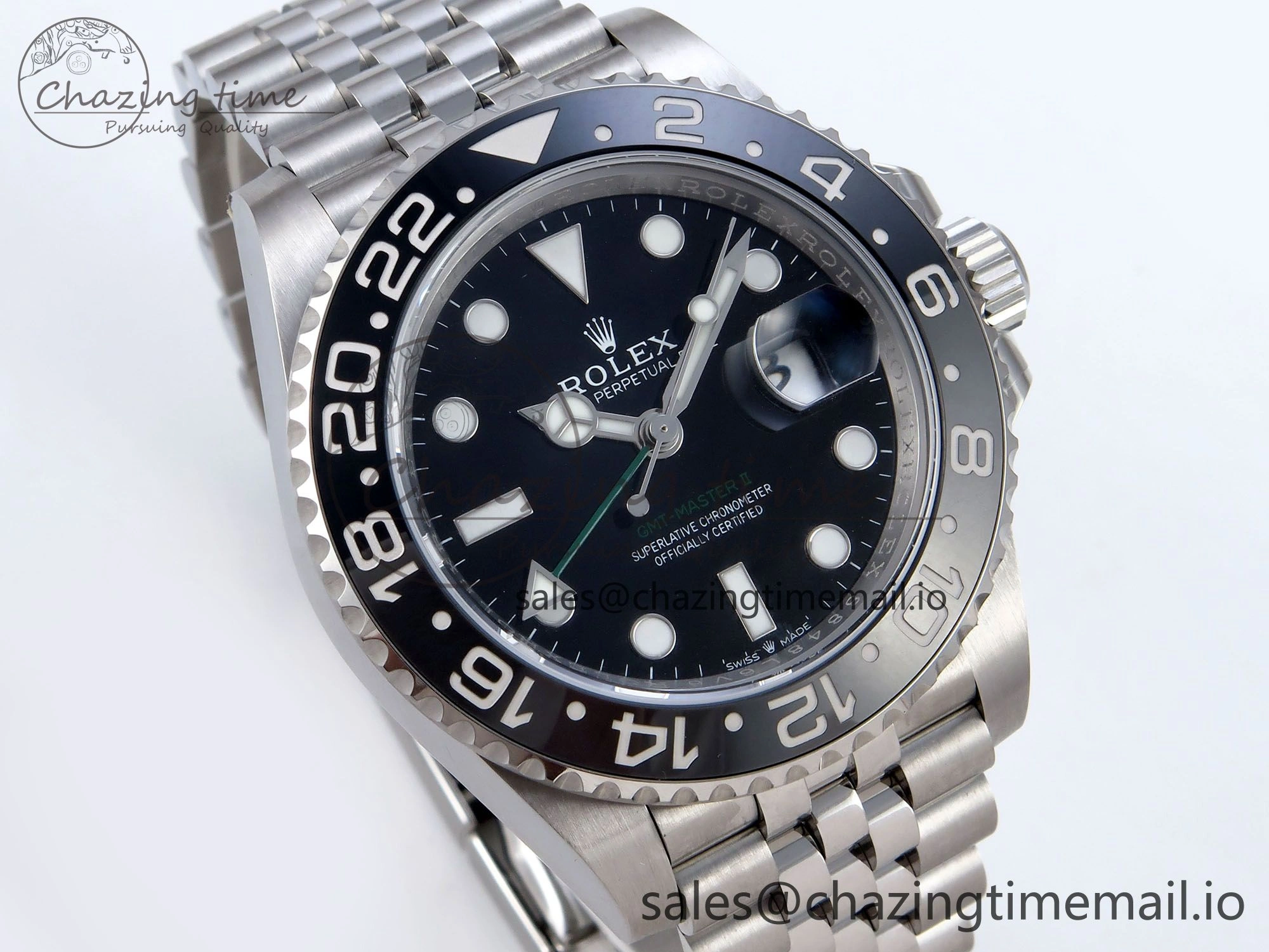 Stretchable GMT Master II 116710 GRNR QF+ 1:1 Best Edition 904L Steel Black Dial on SS Bracelet SH 859