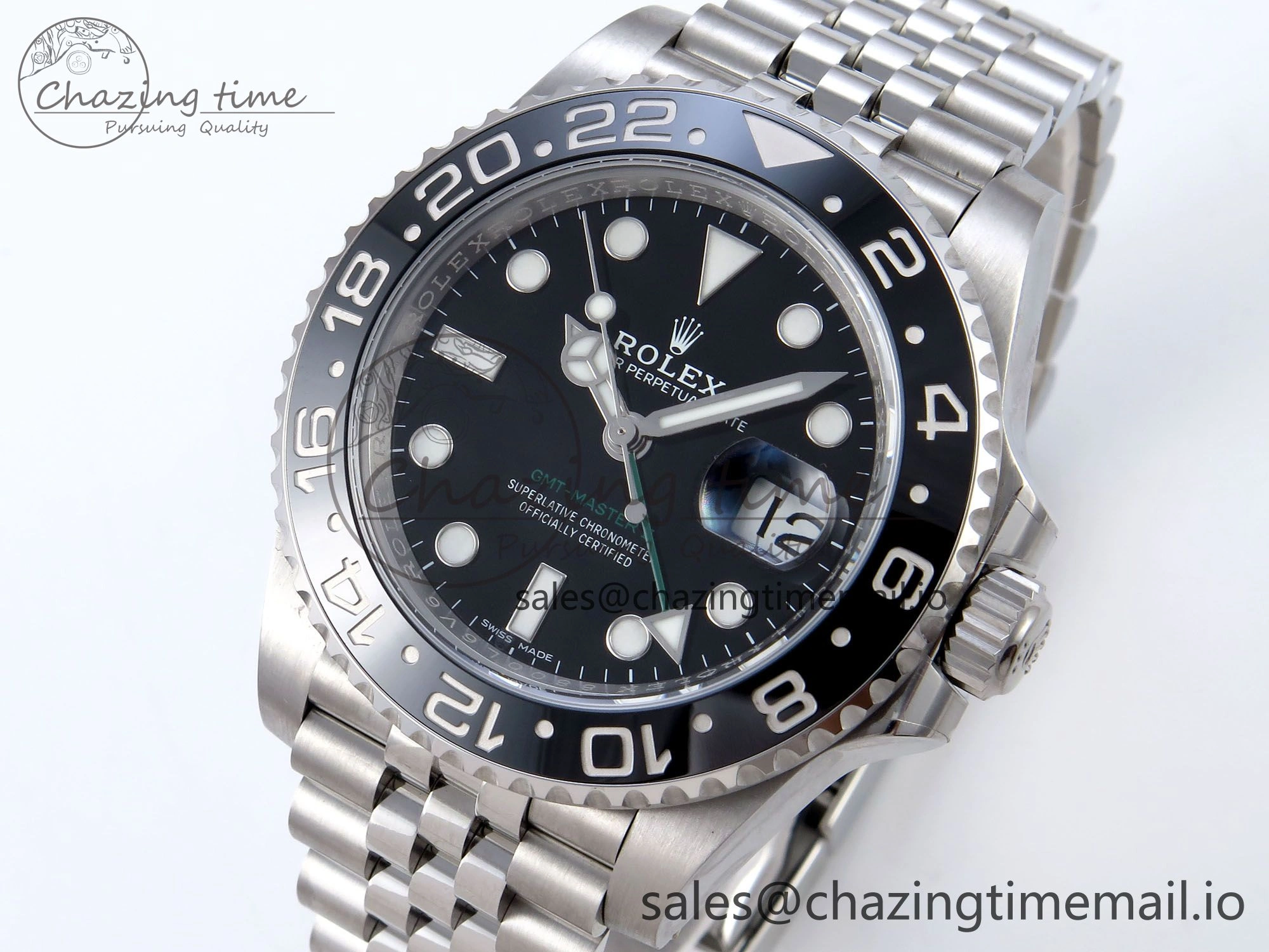 Stretchable GMT Master II 116710 GRNR QF+ 1:1 Best Edition 904L Steel Black Dial on SS Bracelet SH 859