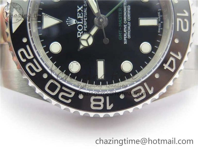 GMT-Master II 116710 LN Black Ceramic 904L Steel 1:1 Noob Best Edition A3186 V10 (Correct Hand Stack) MoistureWicking 3219