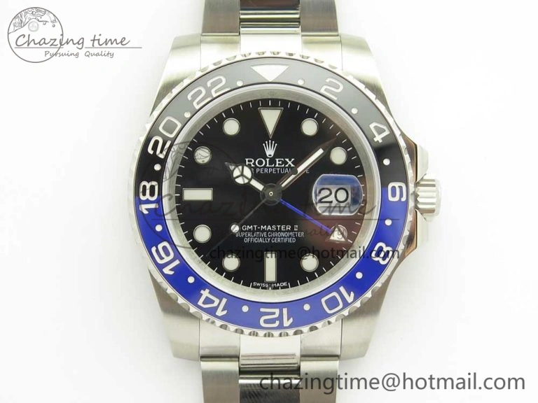 GMT Master II 116710 Real Black Blue Ceramic Bezel 904L SS DJF Best Edition Blue Dial on 904L Oyster Bracelet A Efficient 3248