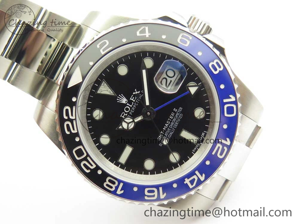 GMT Master II 116710 Real Black Blue Ceramic Bezel 904L SS DJF Best Edition Blue Dial on 904L Oyster Bracelet A Efficient 3248