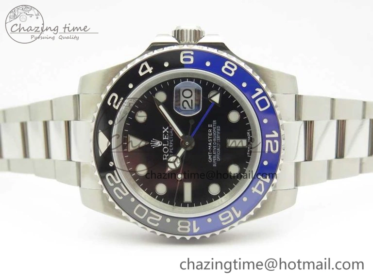 GMT Master II 116710 Real Black Blue Ceramic Bezel 904L SS DJF Best Edition Blue Dial on 904L Oyster Bracelet A Efficient 3248