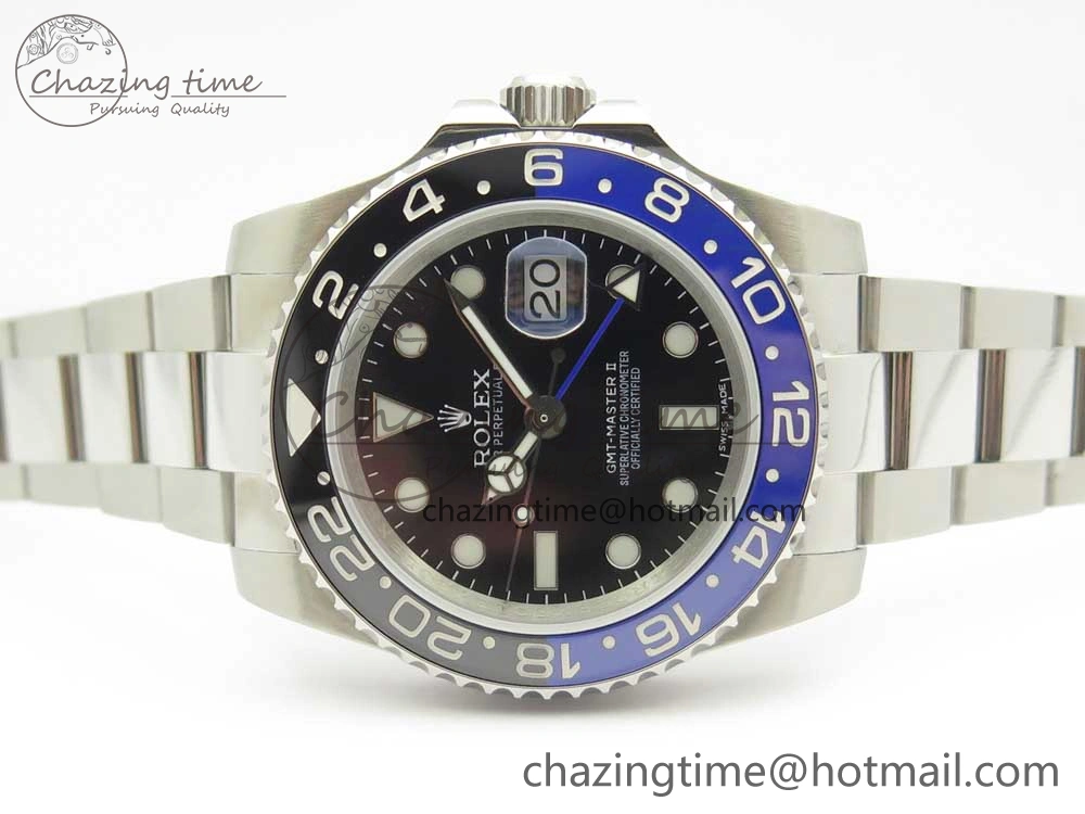 GMT Master II 116710 Real Black Blue Ceramic Bezel 904L SS DJF Best Edition Blue Dial on 904L Oyster Bracelet A Efficient 3248