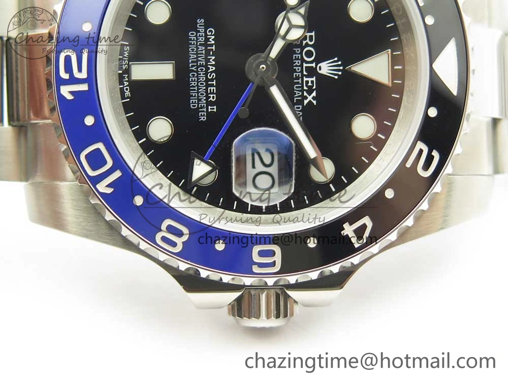 GMT Master II 116710 Real Black Blue Ceramic Bezel 904L SS DJF Best Edition Blue Dial on 904L Oyster Bracelet A Efficient 3248