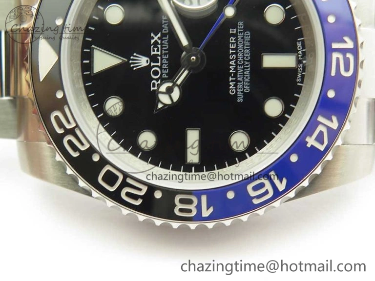 GMT Master II 116710 Real Black Blue Ceramic Bezel 904L SS DJF Best Edition Blue Dial on 904L Oyster Bracelet A Efficient 3248