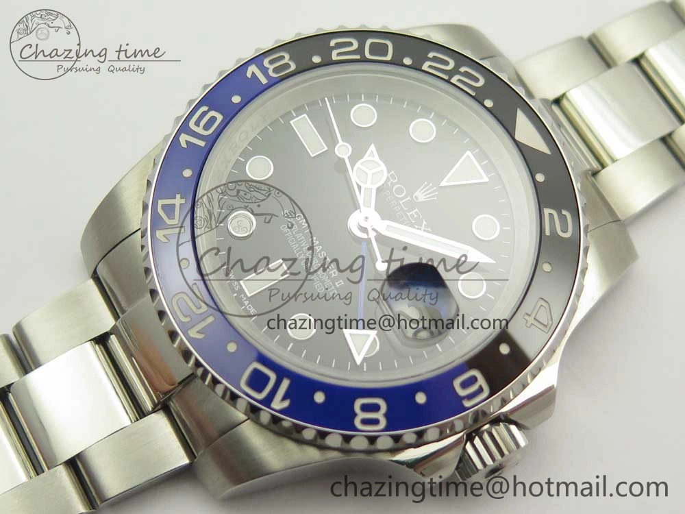 GMT Master II 116710 Real Black Blue Ceramic Bezel 904L SS DJF Best Edition Blue Dial on 904L Oyster Bracelet A Efficient 3248