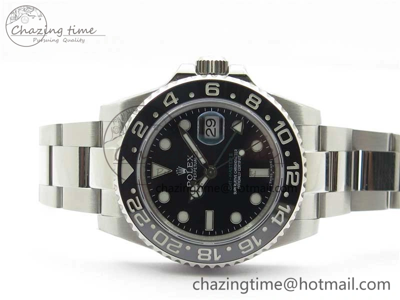 GMT Master II 116710LN Black Ceramic 316L Steel ROF Best Edition Black Dial on SS Bracelet A Tailored 2656