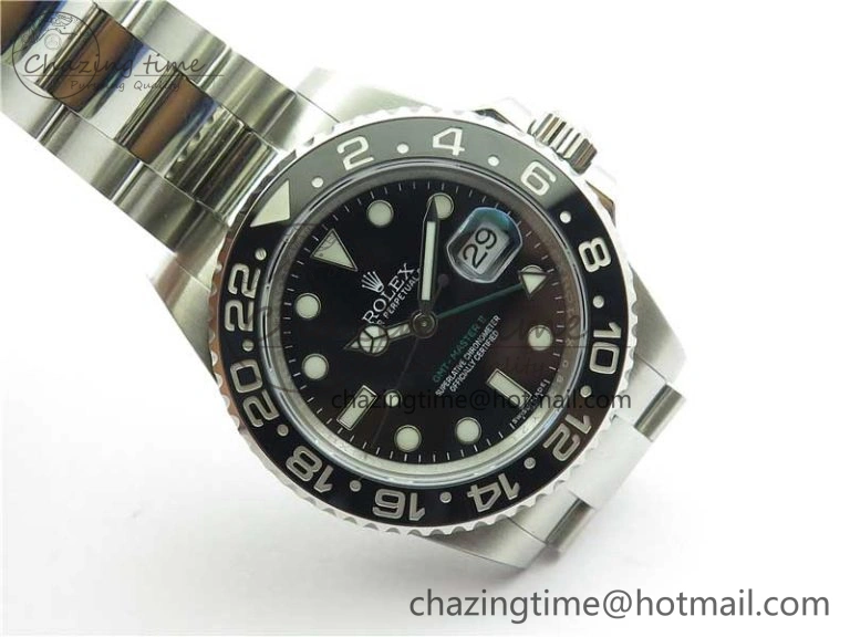 GMT Master II 116710LN Black Ceramic 316L Steel ROF Best Edition Black Dial on SS Bracelet A Tailored 2656
