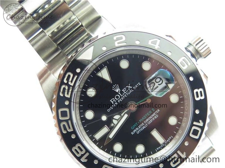 GMT Master II 116710LN Black Ceramic 316L Steel ROF Best Edition Black Dial on SS Bracelet A Tailored 2656