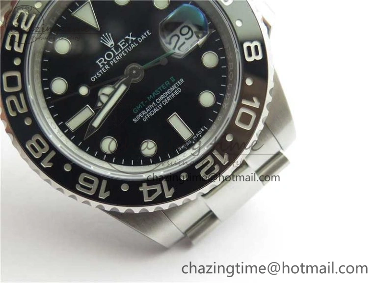 GMT Master II 116710LN Black Ceramic 316L Steel ROF Best Edition Black Dial on SS Bracelet A Tailored 2656