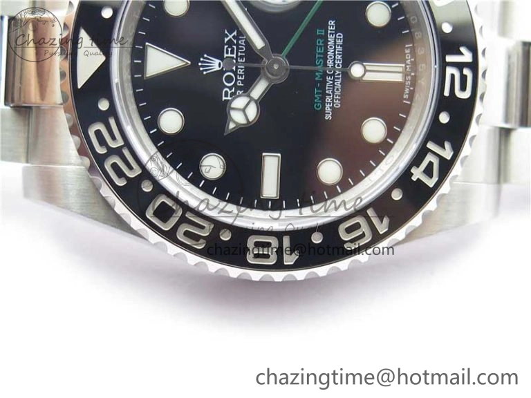 GMT Master II 116710LN Black Ceramic 316L Steel ROF Best Edition Black Dial on SS Bracelet A Tailored 2656