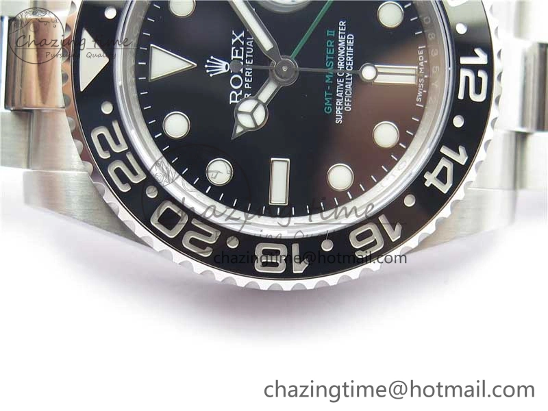 GMT Master II 116710LN Black Ceramic 316L Steel ROF Best Edition Black Dial on SS Bracelet A Tailored 2656