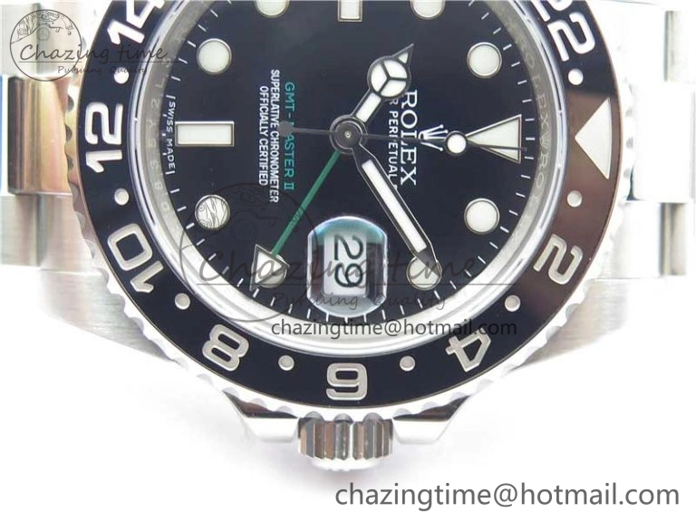GMT Master II 116710LN Black Ceramic 316L Steel ROF Best Edition Black Dial on SS Bracelet A Tailored 2656