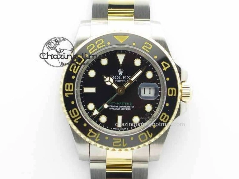 GMT-Master II 116713 LN Black Ceramic Thick YG Wrapped 1:1 Noob Best Edition A3187 (Correct Hand Stack) Breathable 3642