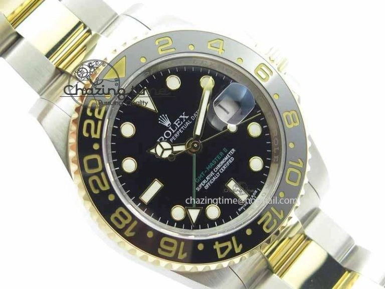 GMT-Master II 116713 LN Black Ceramic Thick YG Wrapped 1:1 Noob Best Edition A3187 (Correct Hand Stack) Breathable 3642