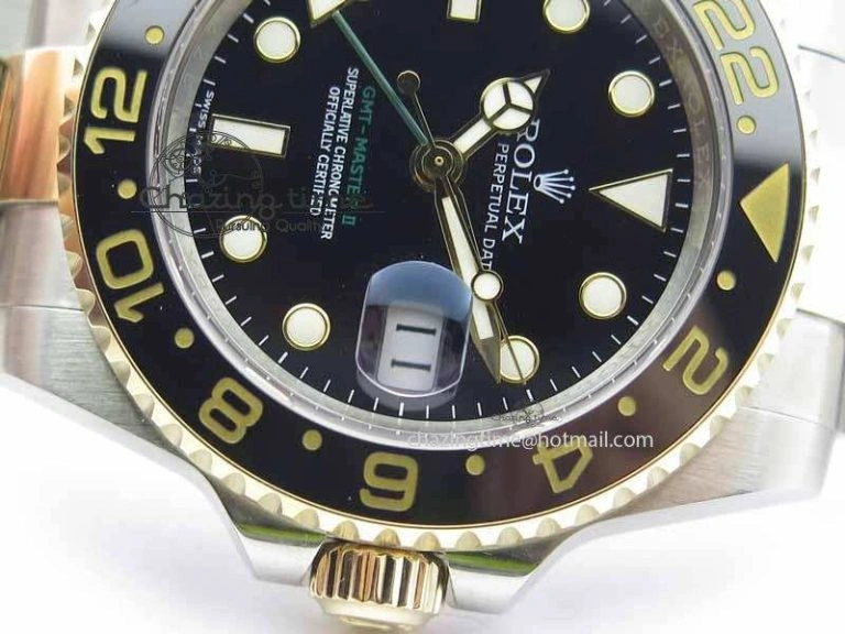 GMT-Master II 116713 LN Black Ceramic Thick YG Wrapped 1:1 Noob Best Edition A3187 (Correct Hand Stack) Breathable 3642