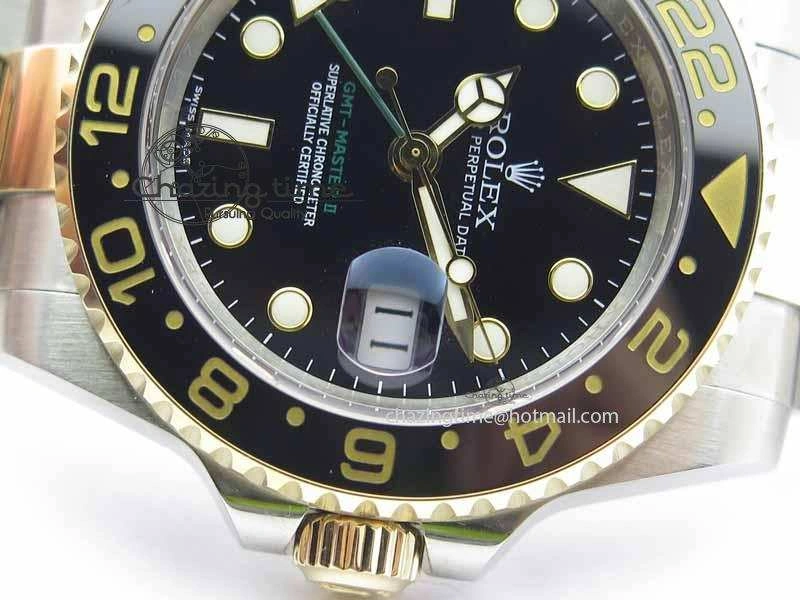 GMT-Master II 116713 LN Black Ceramic Thick YG Wrapped 1:1 Noob Best Edition A3187 (Correct Hand Stack) Breathable 3642