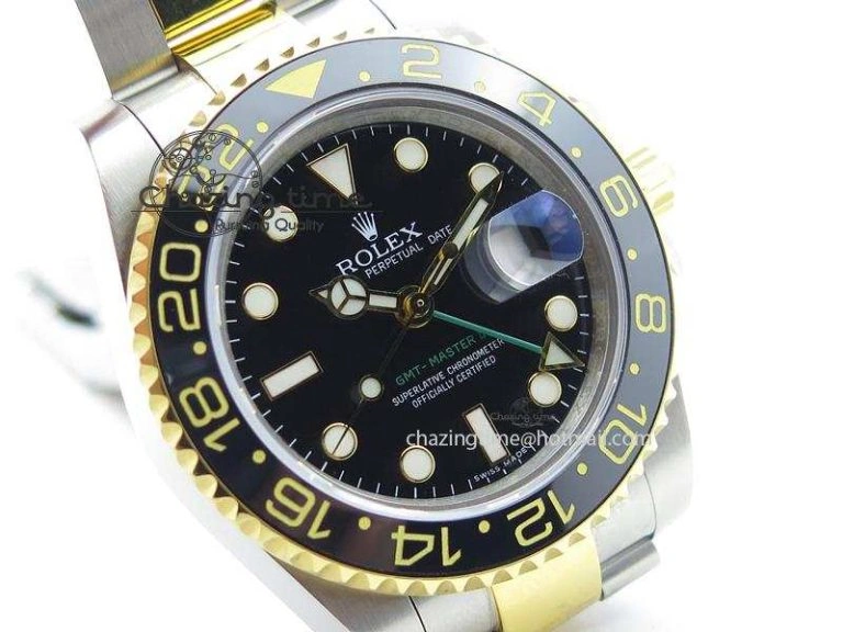 GMT-Master II 116713 LN Bp-Maker Best Edition YG Wrapped Bezel Black Dial On SS YG Bracelet ETA Stylish 3987