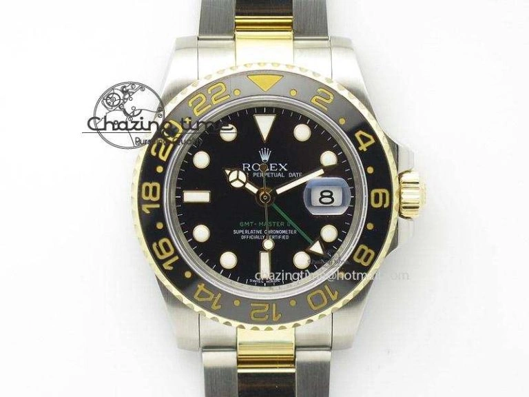HighQuality GMT-Master II 116713 LN Noob 1:1 Best Edition YG Wrapped Bezel Black Dial On SS YG Bracelet A 4016
