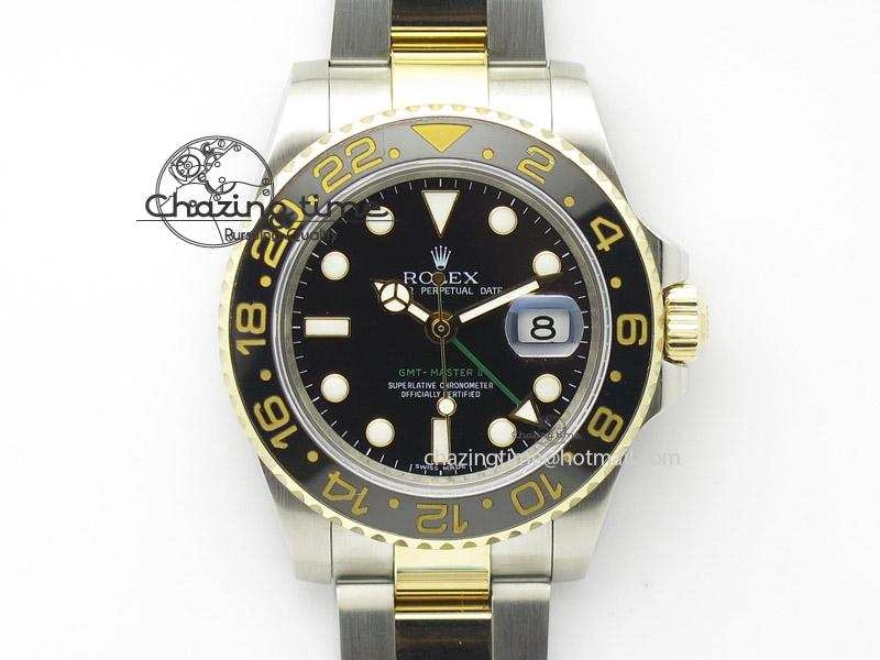 HighQuality GMT-Master II 116713 LN Noob 1:1 Best Edition YG Wrapped Bezel Black Dial On SS YG Bracelet A 4016