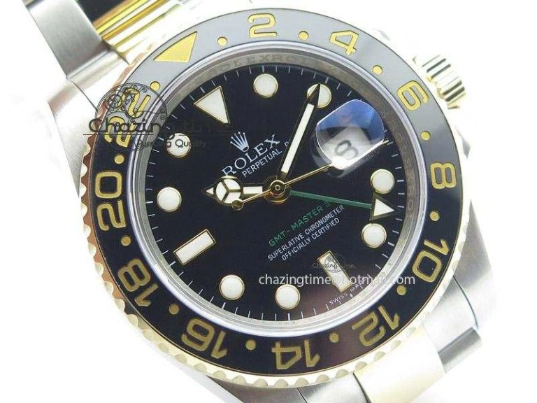 HighQuality GMT-Master II 116713 LN Noob 1:1 Best Edition YG Wrapped Bezel Black Dial On SS YG Bracelet A 4016