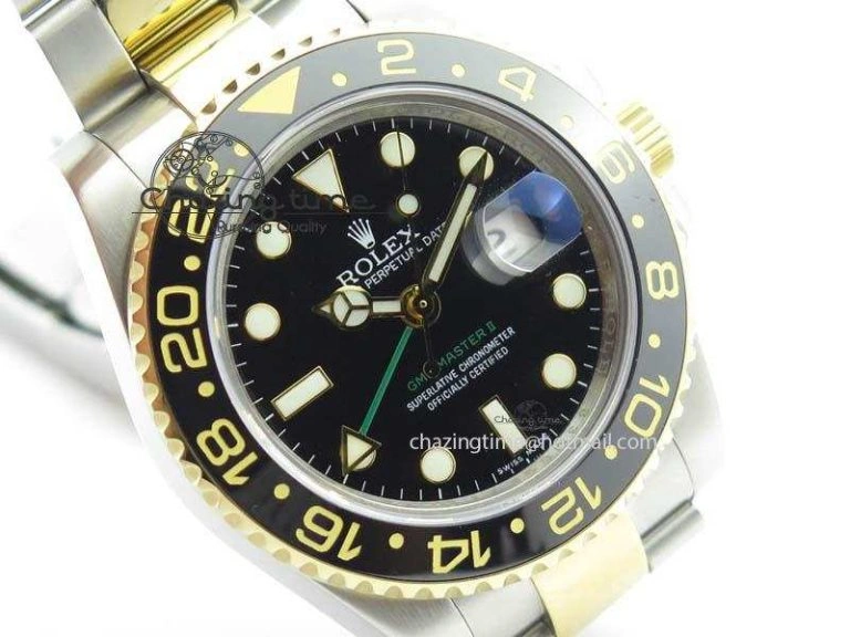 TimelessDesign GMT-Master II 116713LN SS YG Bp-Maker Black Dial Ceramic Bezel On SS YG Bracelet A 3772
