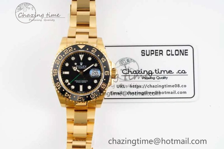 Modern GMT Master II 116718 LN 904L SS APF 1:1 Best Edition Black Dial on YG Bracelet VR3186 CHS 2037