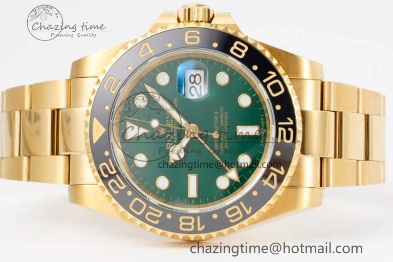 GMT Master II 116718 LN 904L SS APF 1:1 Best Edition Green Dial on YG Bracelet VR3186 CHS Snug 2036